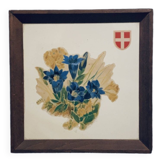 Savoy Cross ceramic frame 1960 decorated 17cm France old vintage square