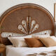 Large vintage headboard in woven rattan fan / Peacock 180cm