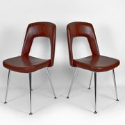 Pair of chairs in chrome and skaï, circa 1960