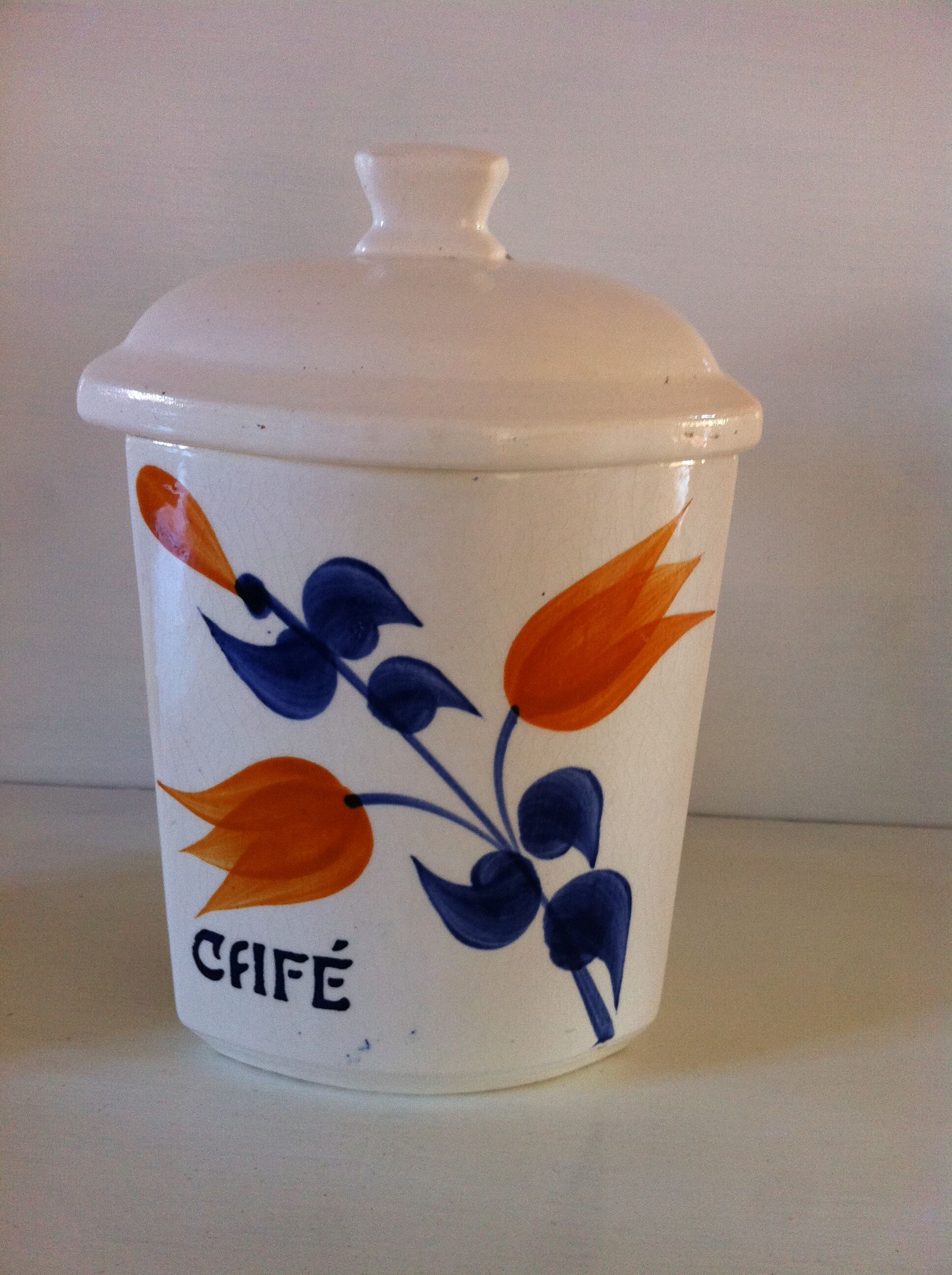 Set of old Givors ceramic spice pots