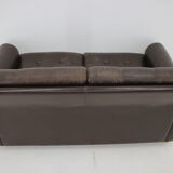 1970s Danish Brown Leather 2 Seater Sofa
