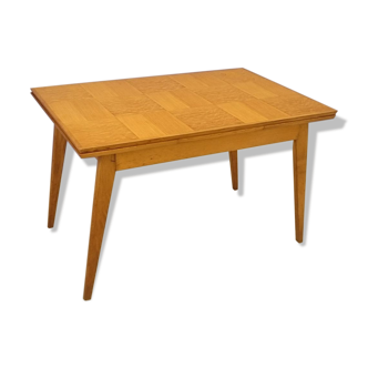 Table à repas vintage extensible pieds compas en chêne clair