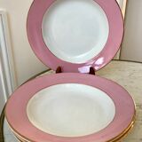 4 assiettes creuses Saint-Amand années 60 rose bonbon pastel