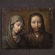 Antique French painting on panel, Christ and the Madonna from 18th century