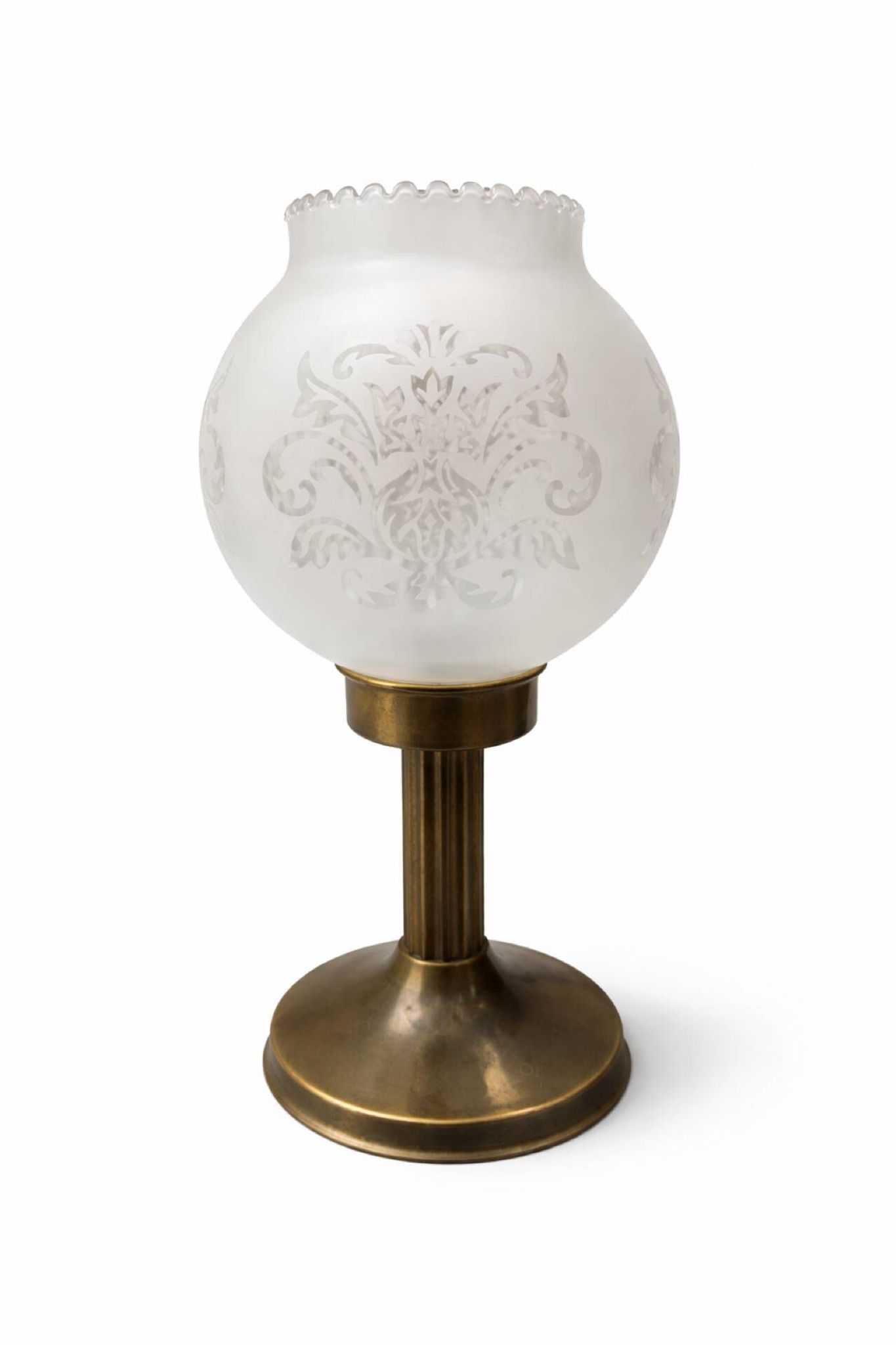 Art Deco votive candle holder in brass and frosted glass, 1920.