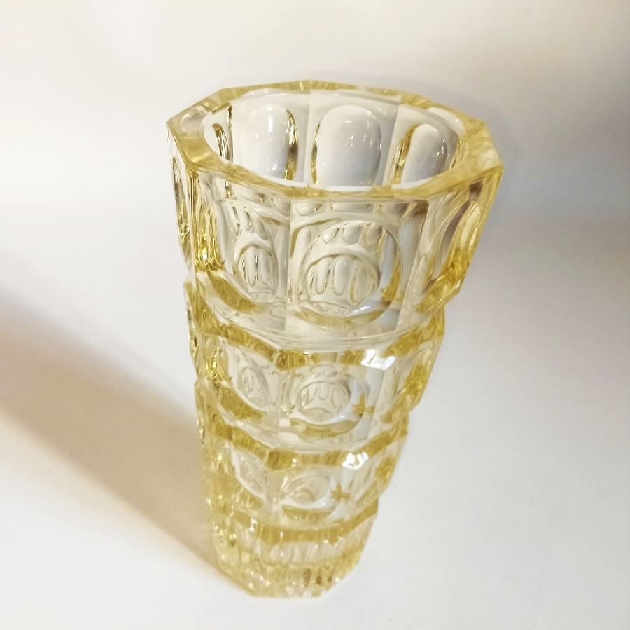 Pressed molded glass vase 50s Height 25 cm