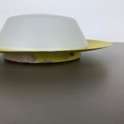 Metal opaline glass wall light, yellow, Italy, 1960s