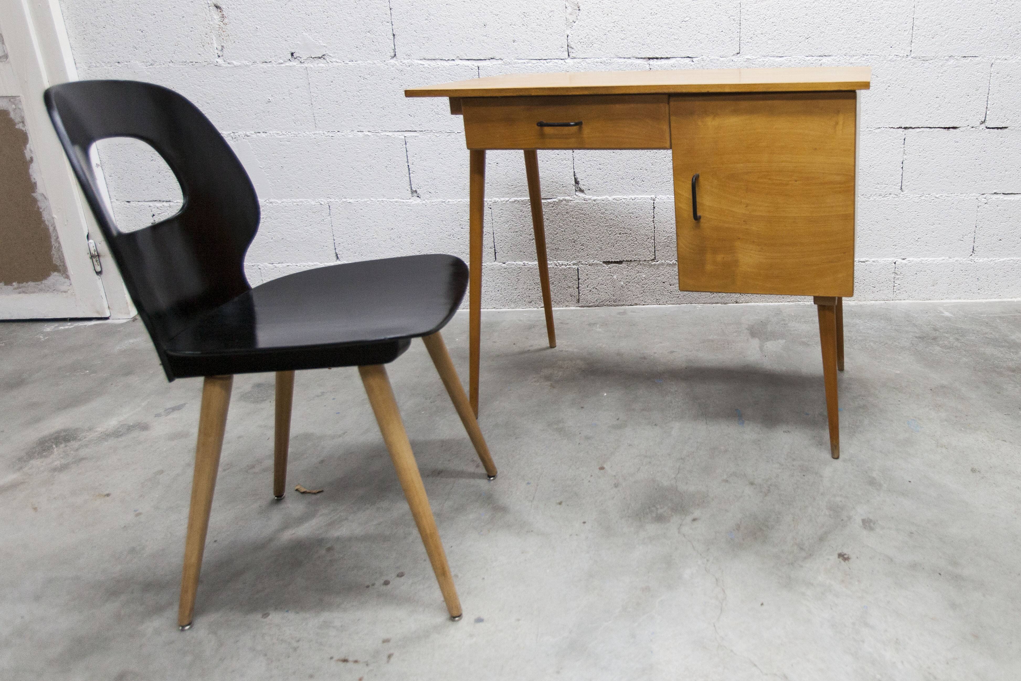Ensemble bureau et chaise "Oeil" Baumann 1960