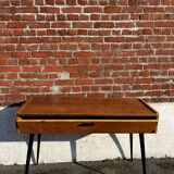 Vintage wooden console/desk with tapered legs.