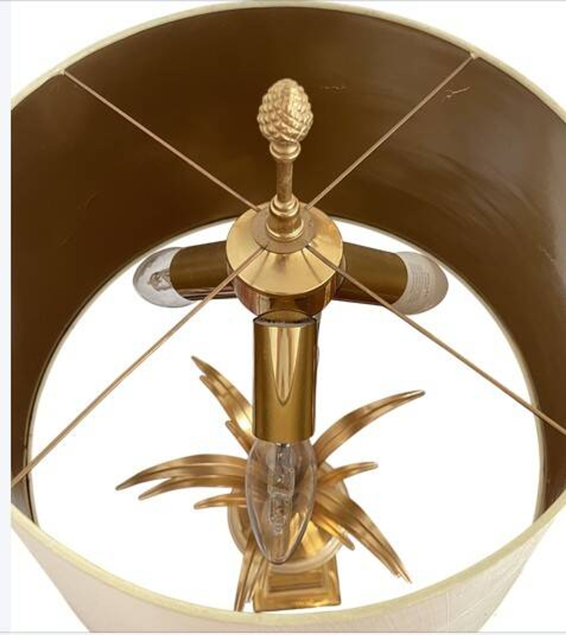 Pair of palm lamps in gilded brass – Maison Boulanger, circa 1980