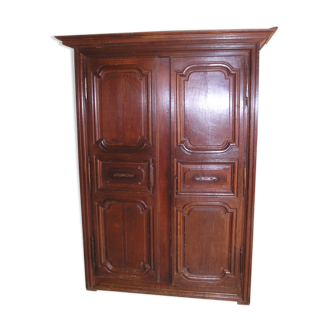 Old wardrobe of manor or castle XIXth in oak