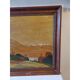 Wooden table, varnished painting signed Clavere.