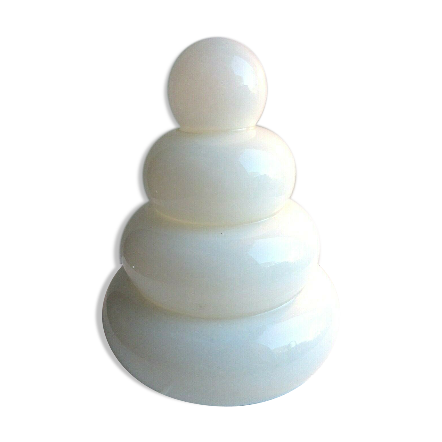 Art Deco table lamp, white glass with 4 superimposed rings, fir shape