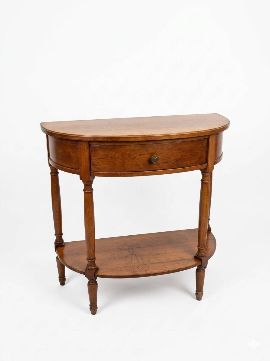 Half-moon console in solid cherry wood