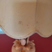 Pair of pink bedside lamps "blush/salmon" fabric lampshade, metal details.
