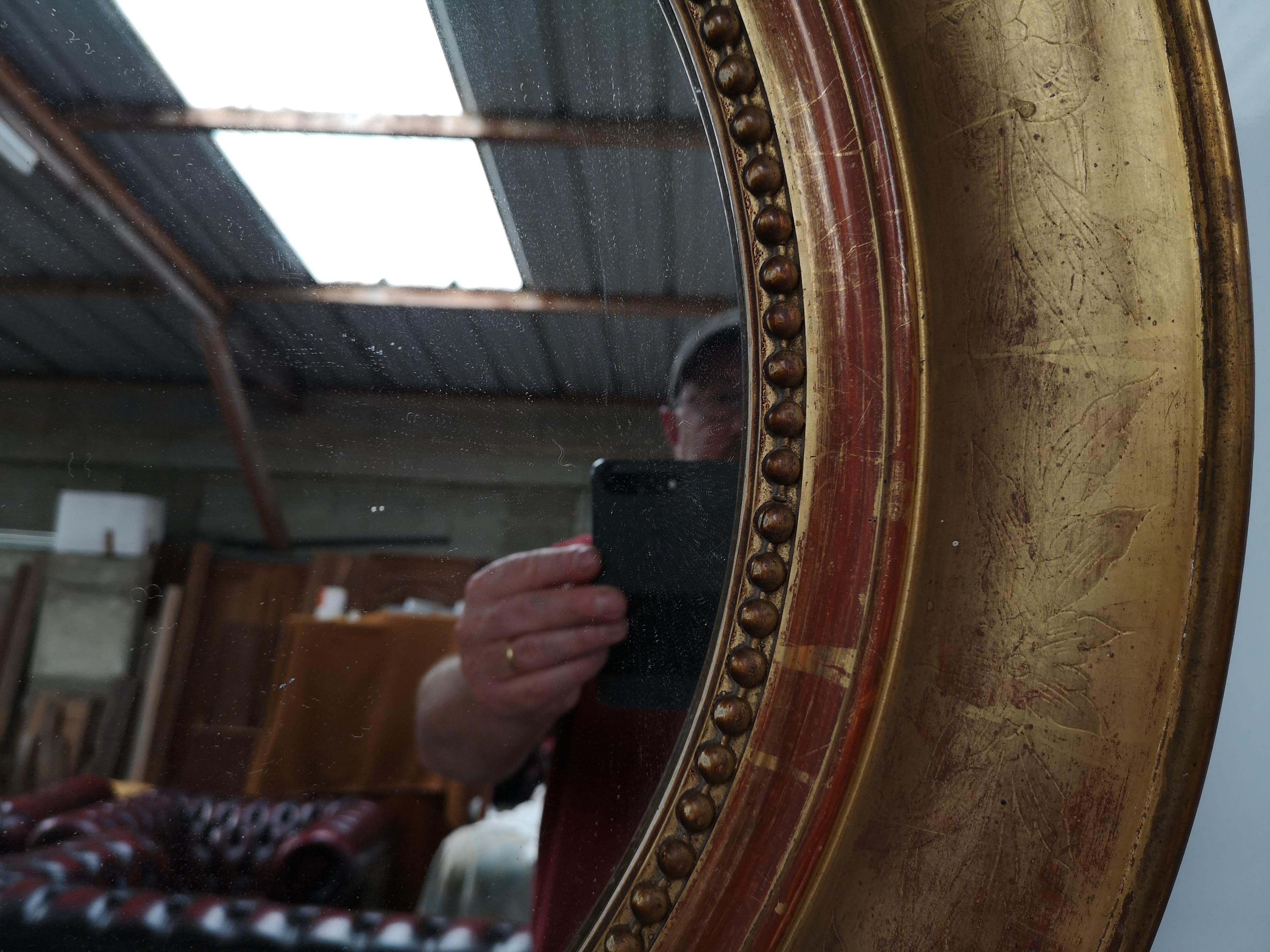 Oval mirror gilded wood - 84x100cm