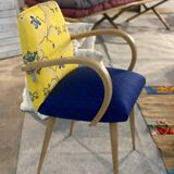 Bridge armchair fabric Charles Burger yellow and blue