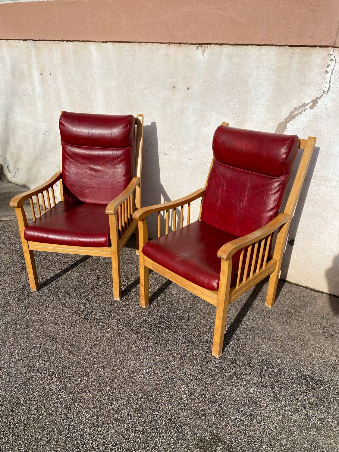 Pair of Baumann leather armchairs
