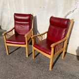 Paire de fauteuils cuir baumann