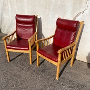 Pair of Baumann leather armchairs