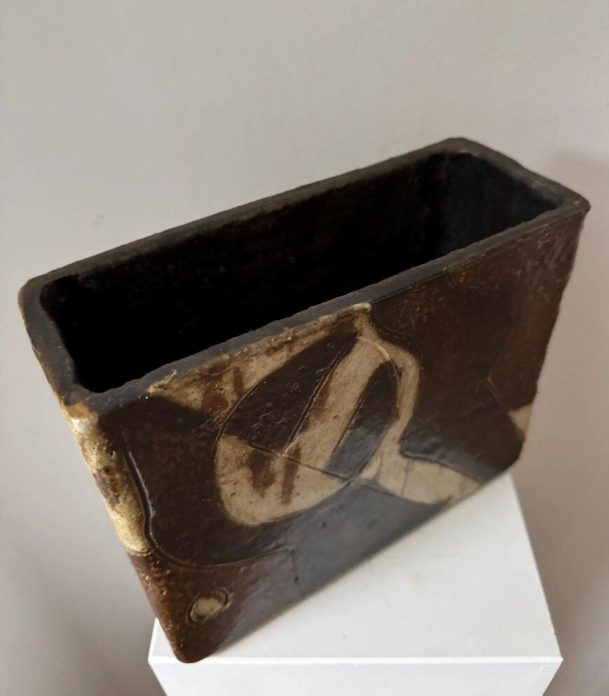 Brutalist Danish vase stoneware from Trille Keramik, 1970s