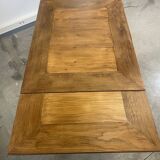 Rectangular extendable wooden table and black steel compass legs with 2 extensions France