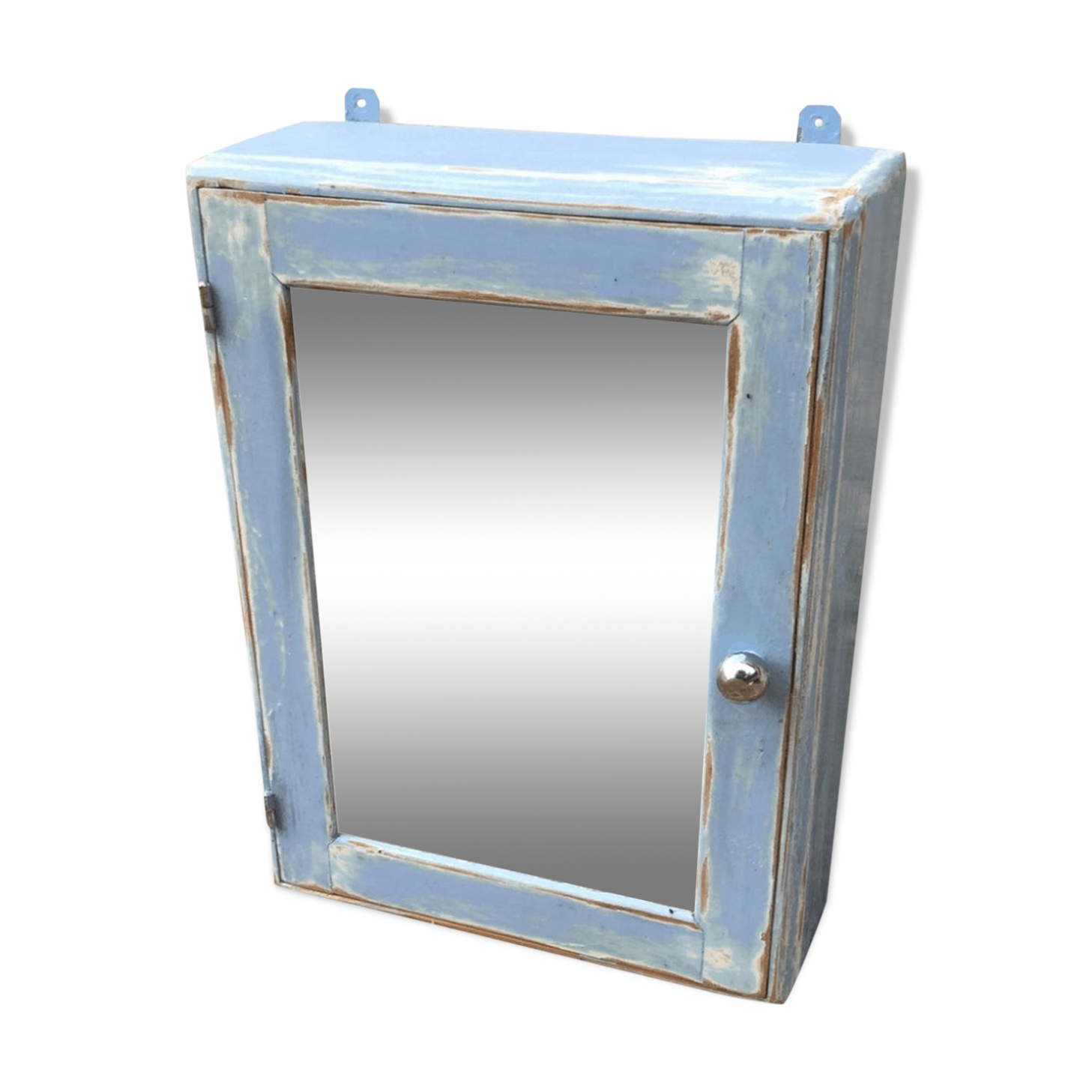 Small blue vintage pharmacy cabinet