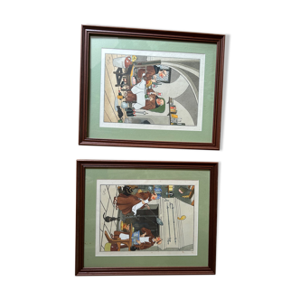 Set of 2 Harry Eliott lithographs