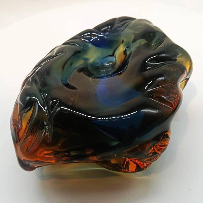 1950s large ashtray completely hand-blown and handcrafted in Murano glass, made in Italy - 18 cm