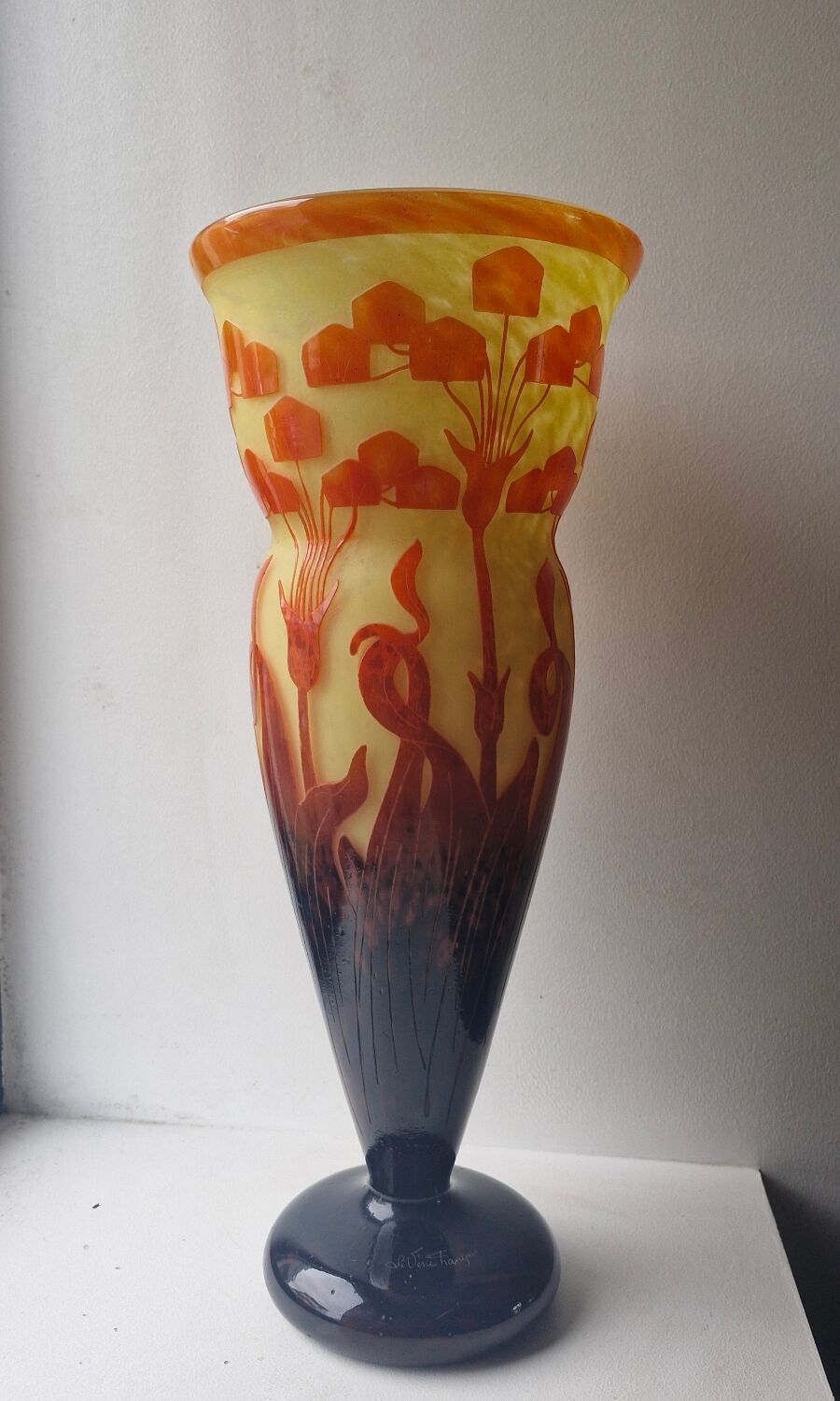 French Glass Vase Schneider