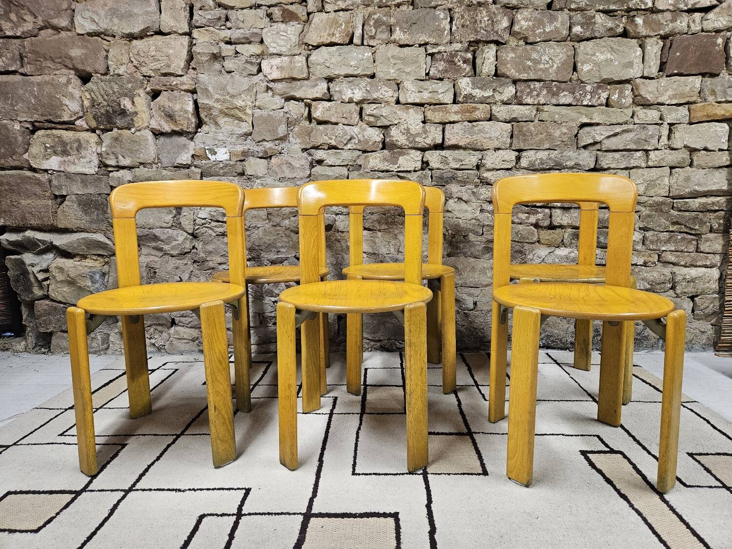 Lot of vintage bruno rey 1970" chairs