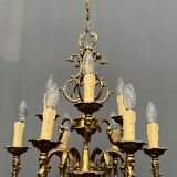 Rococo chandelier, solid gilded bronze