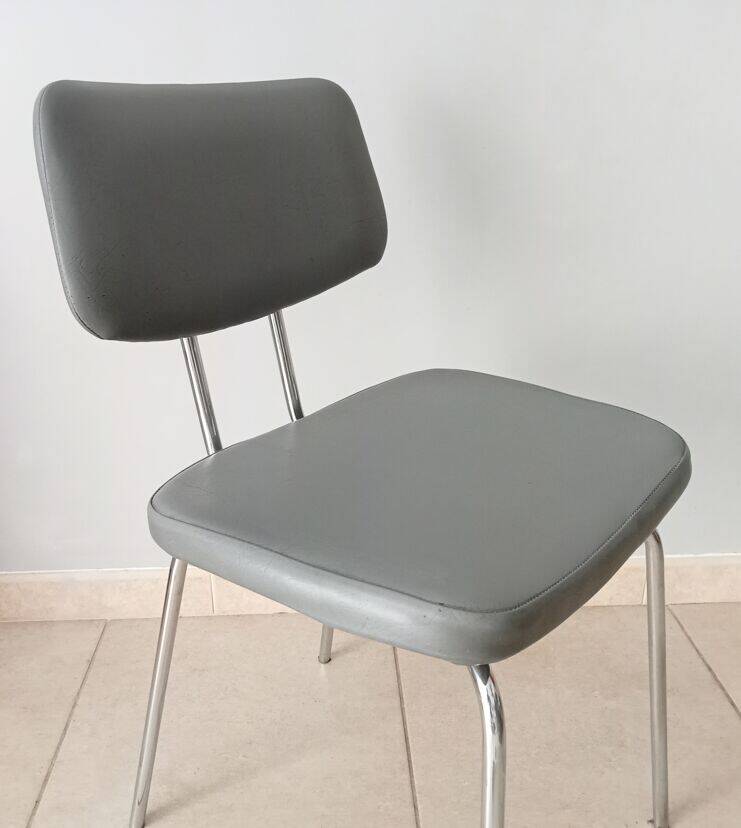 Vintage chair in faux leather and chrome