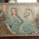 Allegory large painted tempera panel on decorative canvas 170x80 cm