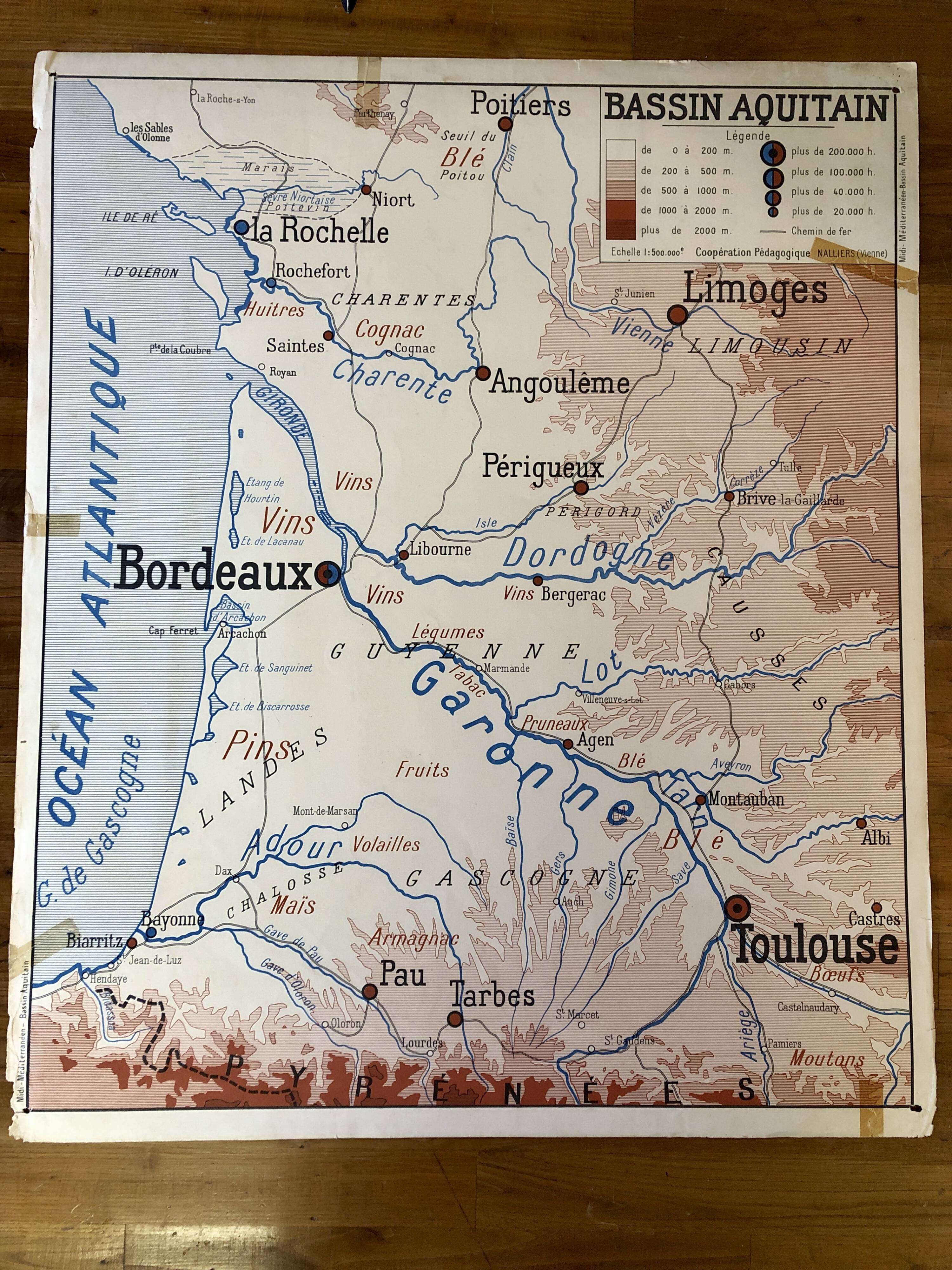 Map old region Marseille and Bordeaux
