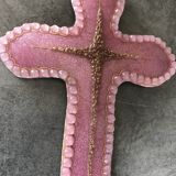 Religious wall cross in artistic enamel on silver signed P.BONNET, Limoges