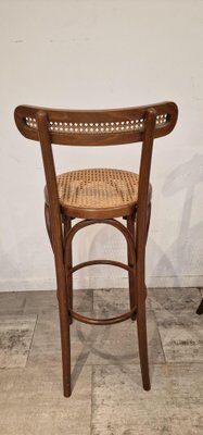 Set of 4 wooden French bar stools, 1980s