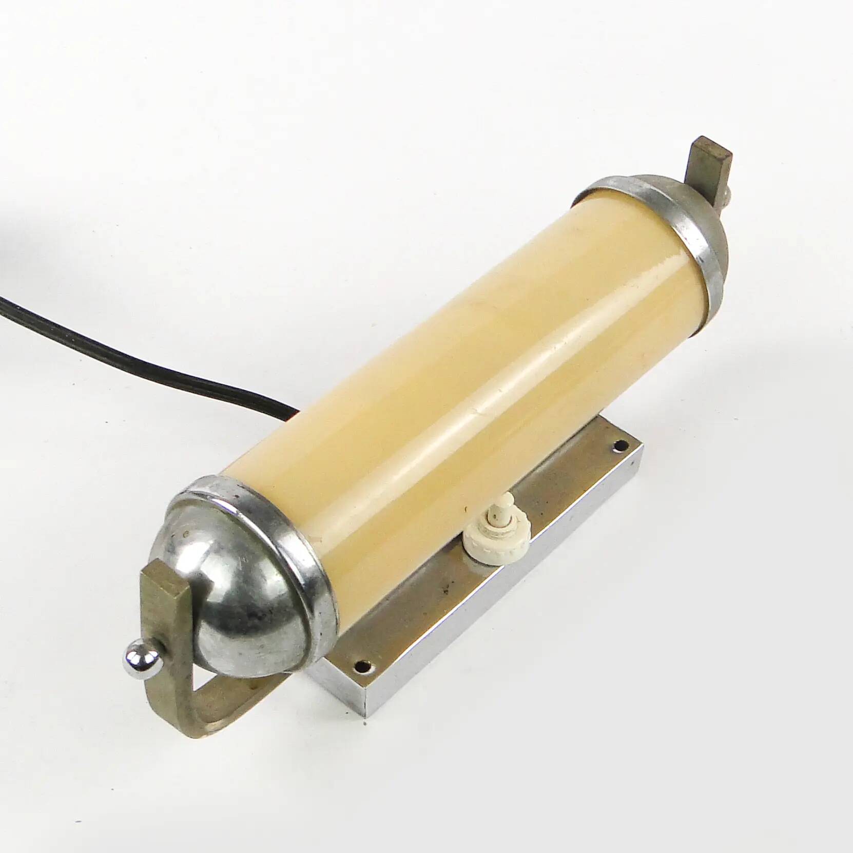 Art Deco wall lamp, functionalism, chrome-plated brass, Czechoslovakia, 1950s