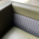 2-seater sofa and 2 armchairs set Pfister for Knoll khaki leather