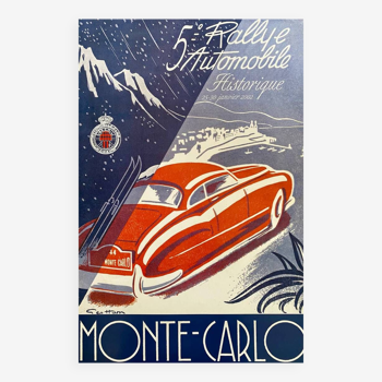 Affiche originale 5e Rallye Historique Monte Carlo 2002  par Geo Ham - Petit Format - On linen