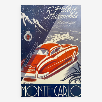 Original poster 5th Monte Carlo Historic Rally 2002 by Geo Ham - Small Format - On linen