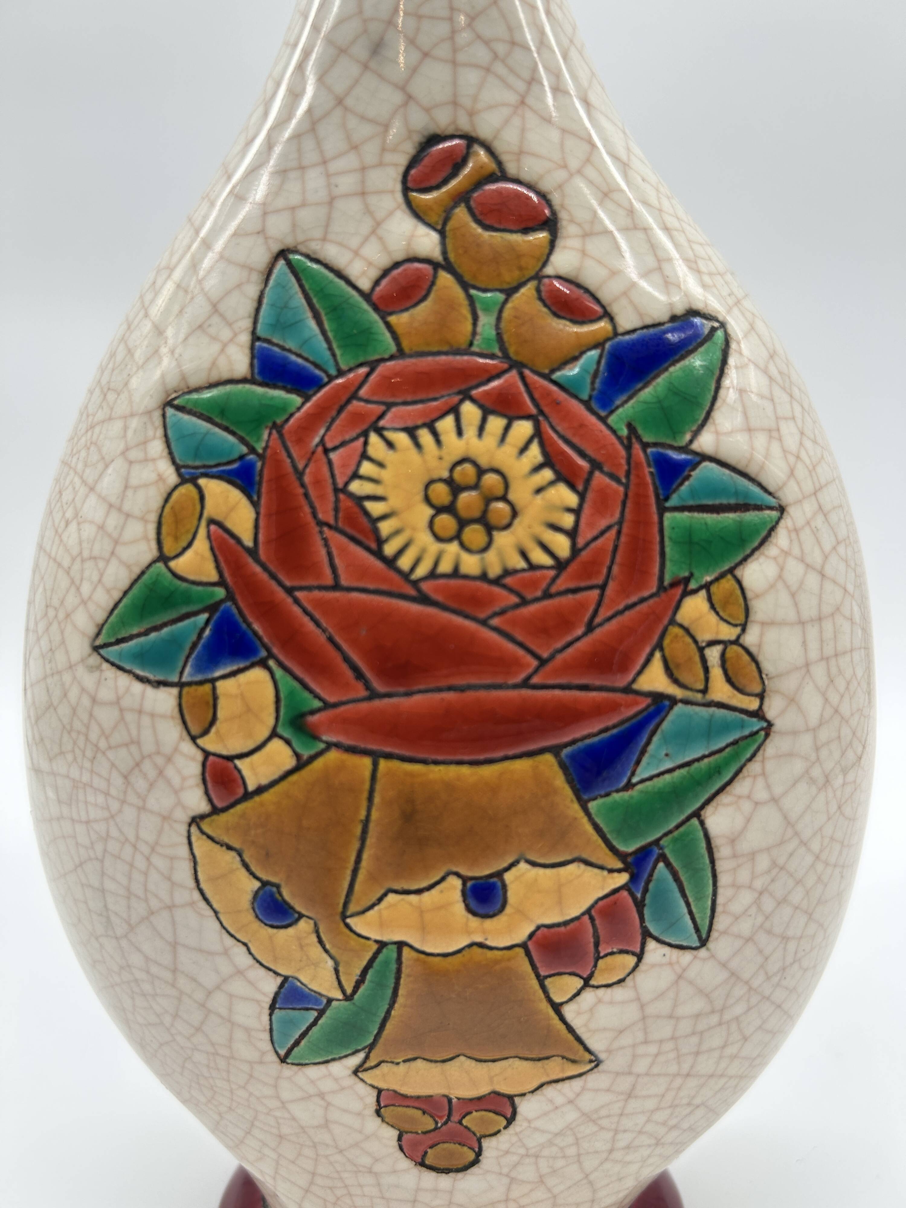 Vase art deco en émaux de longwy