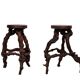 French, Set Of 2 Twisted Grape-vine Roots Bar Stools 1960s