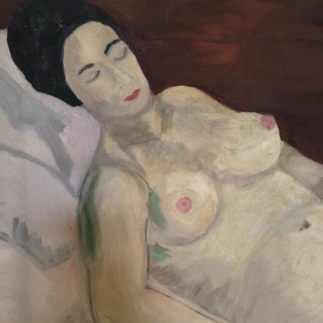 Table nude woman lying 40x80