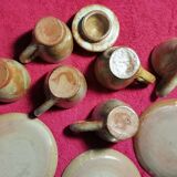 Set of 6 cups and under cups and teapot vered terracotta coffee