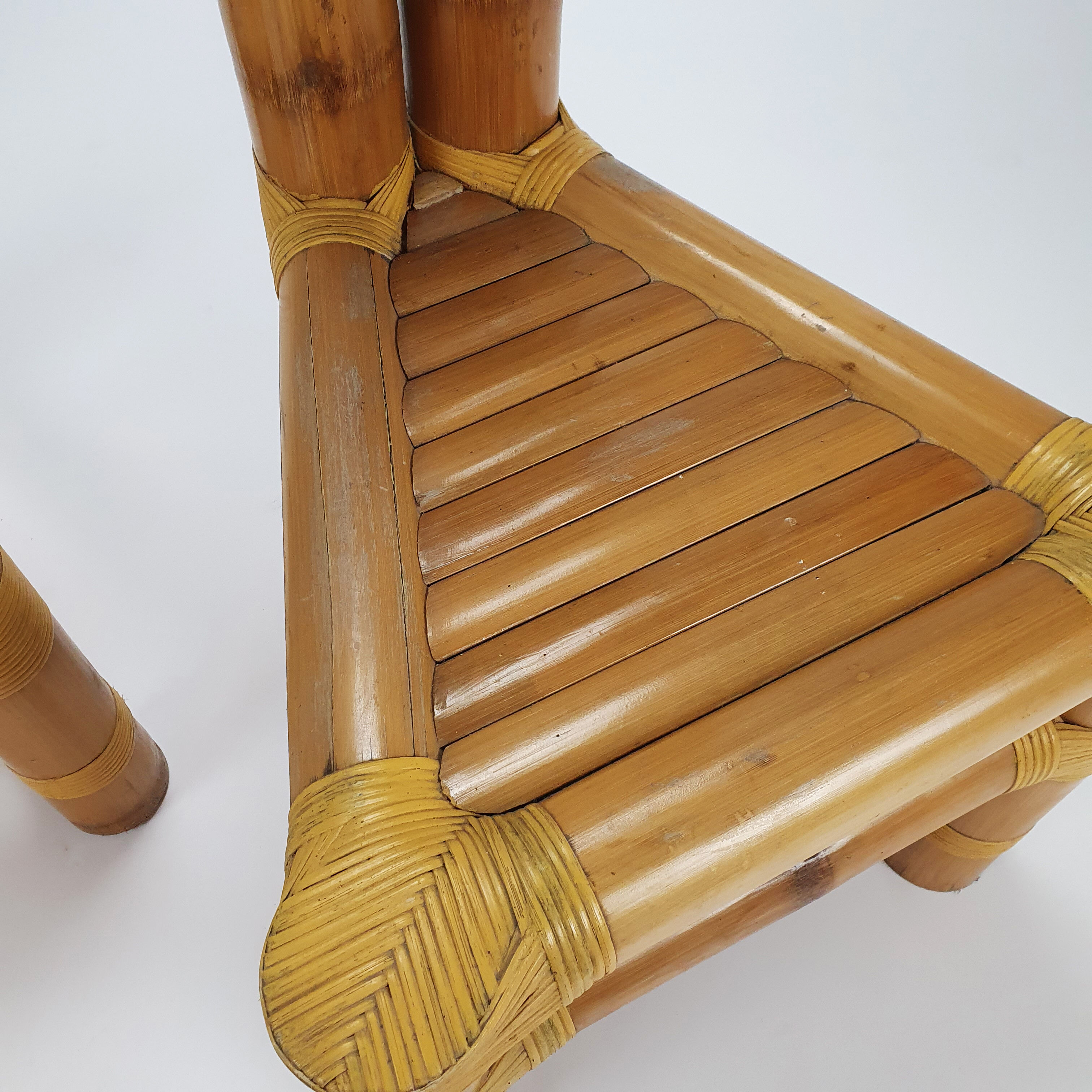 Set of 2 vintage bamboo side chairs, 1970