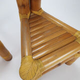 Set of 2 vintage bamboo side chairs, 1970