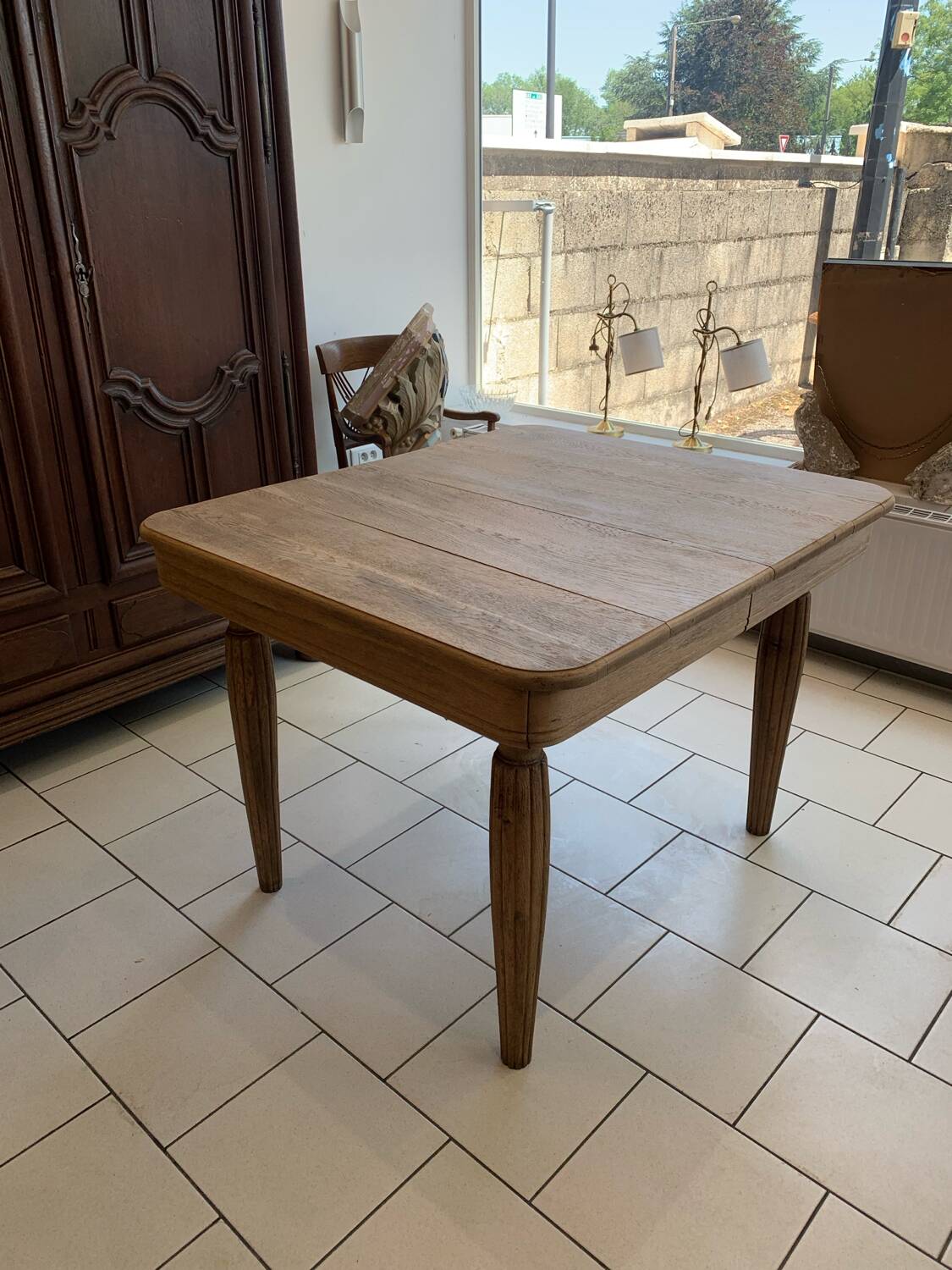 Art Deco Raw Solid Oak Table