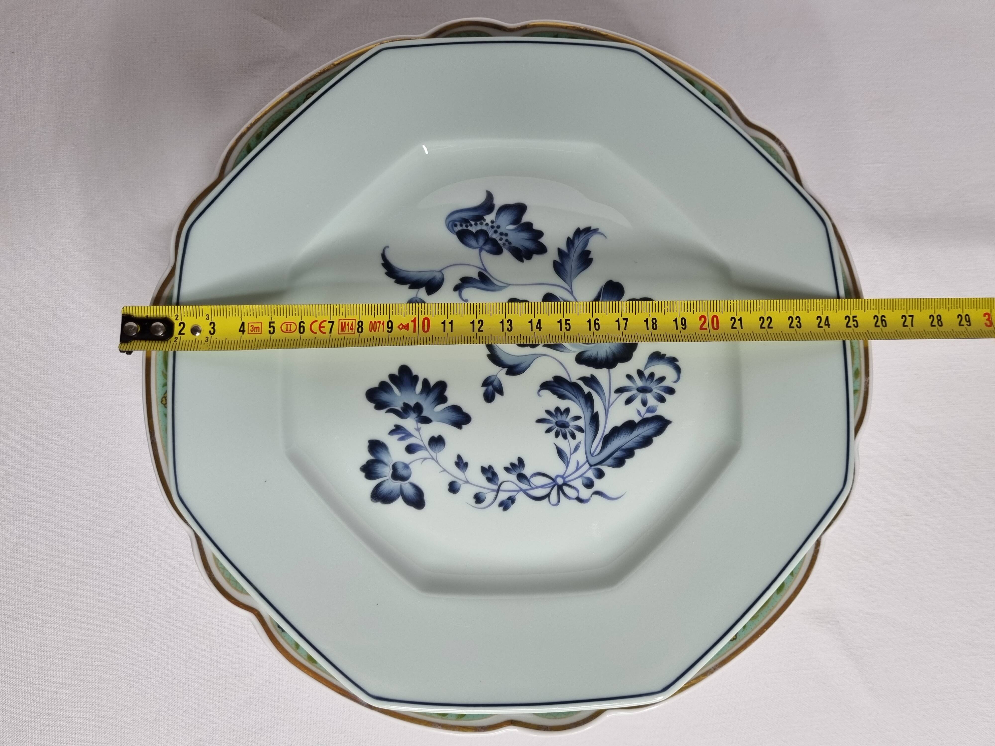 Set of 6 decorative French porcelain plates, floral and traditional designs, 25 cm