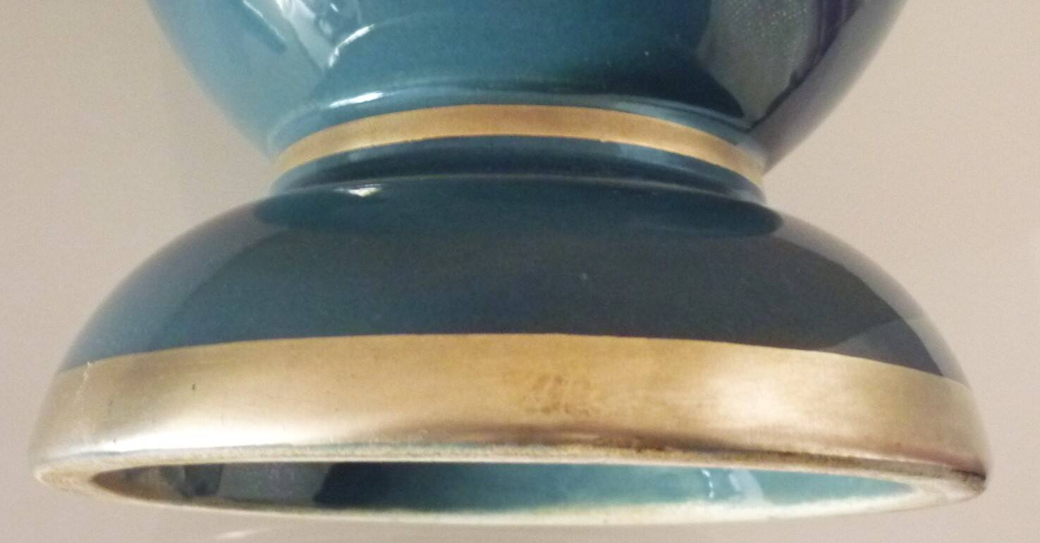 Large vase in enamelled ceramic, gold, silver, art deco, signed Pinon-Heuzé